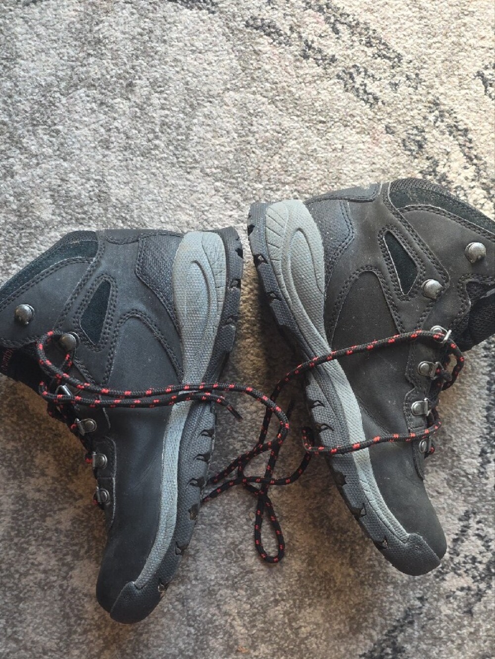 Columbia Black Hiking Boots with Red Logo and Red & Black Lace Detailing - Picture 5 of 6